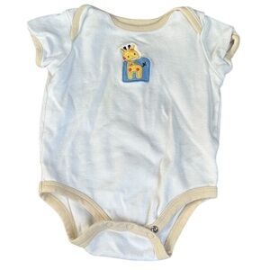 Babyworks White and Tan Giraffe Patch Onesie 3-6 months